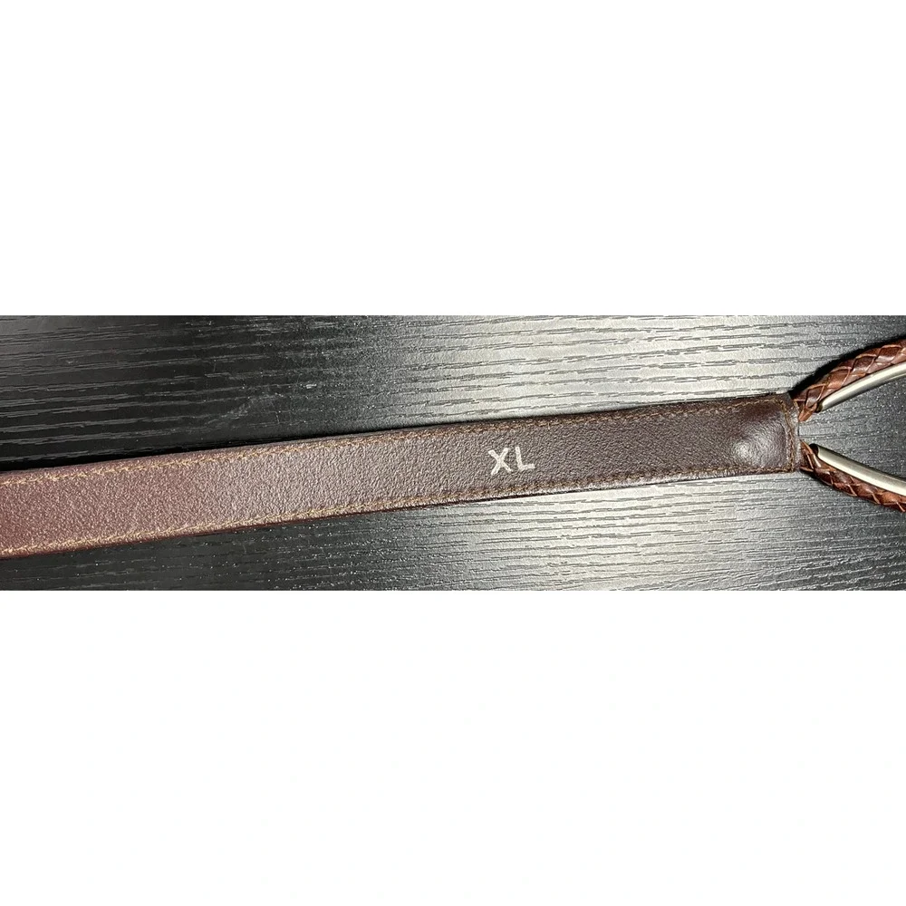 Vintage Leather Slide Adjust Belt with Teardrop Loop Buckle & Whipstitch Detail